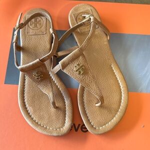 Tory Burch Brown Leather Thong Sandals